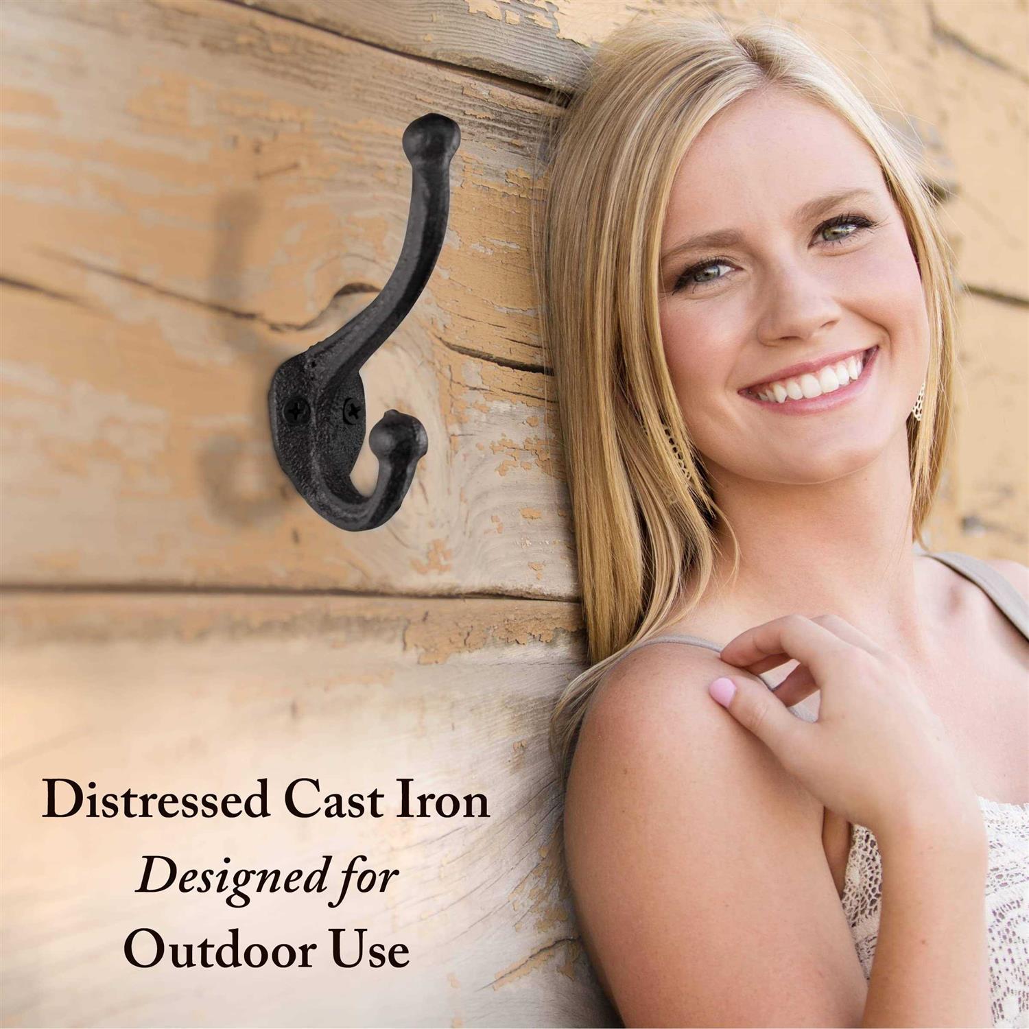 Rustic Cast Iron Coat Hooks Wall Mounted Farmhouse Decorative Wall Hooks - Image 3