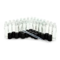 Vivaplex 24 Clear 10 ml Glass Roll on Perfume Bottles with 3 ml Dropper
