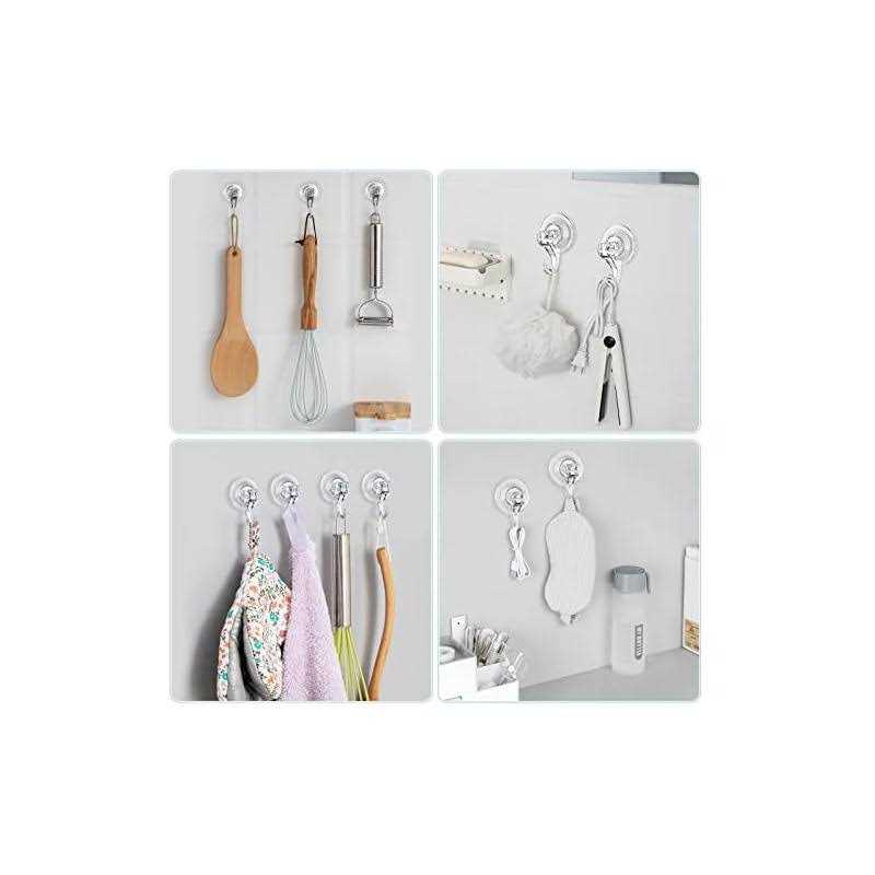 Vis’v Suction Cup Hooks Small Clear Reusable Heavy Duty Vacuum Suction Cup Hooks Strong Window Glass Kitchen Bathroom Hooks for Towel Loofah Robe Key - Image 3