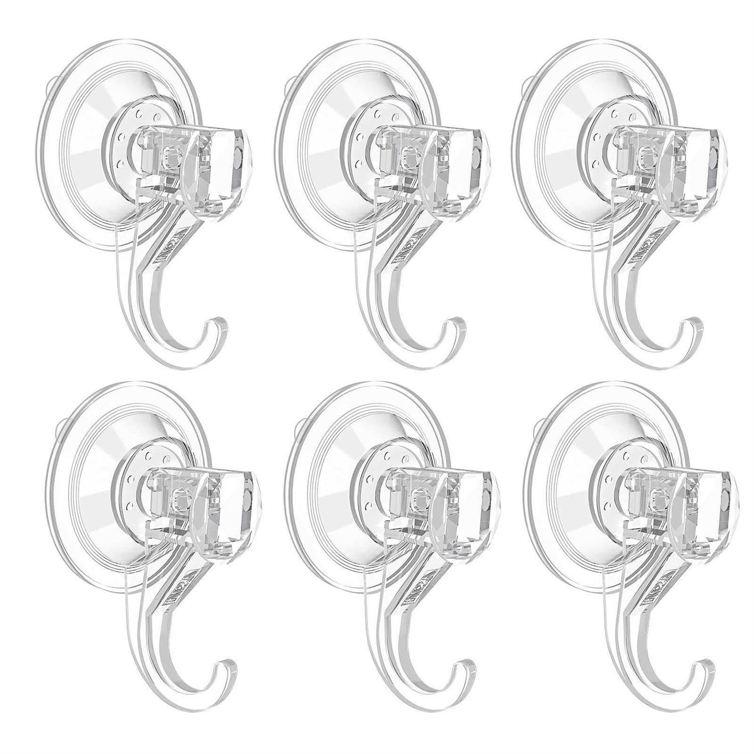Vis’v Suction Cup Hooks Small Clear Reusable Heavy Duty Vacuum Suction Cup Hooks Strong Window Glass Kitchen Bathroom Hooks for Towel Loofah Robe Key