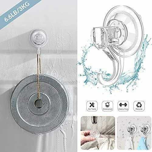Vis’v Suction Cup Hooks Small Clear Reusable Heavy Duty Vacuum Suction Cup Hooks Strong Window Glass Kitchen Bathroom Hooks for Towel Loofah Robe Key - Image 5
