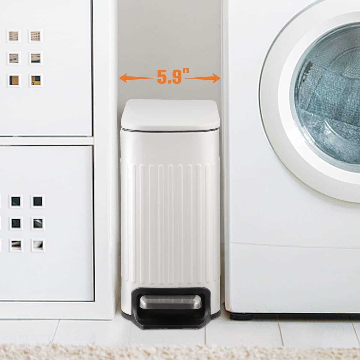 TrashAid Bathroom Trash Can with Lid Soft Close 6 Liter/1.6 Gallon Stainless Steel Small Garbage Can with Removable Inner Bucket - Image 2