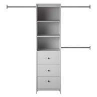 Unbranded 89.1 in. W x 73.07 in. H Laminate Wood Dove Gray Wall Mount Adjustable Closet System with 3 Clothing Rods
