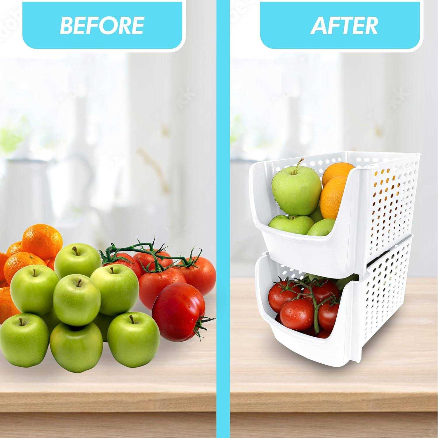 Skywin Plastic Stackable Storage Bins for Pantry Stackable Bins for Organizing Food, Kitchen, and Bathroom Essentials - Image 2