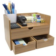 Sorbus 3-Tier Bamboo Desk Organizer with Drawers