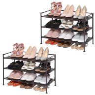 Seville Classics 2-Pk. 3-Tier Stackable 9-Pair Resin Slat Shoe Rack