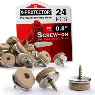 X-Protector 24 pcs Screw-On Felt Furniture Pads Protector