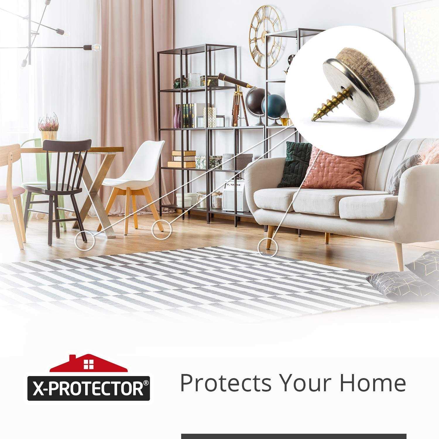 X-Protector 24 pcs Screw-On Felt Furniture Pads Protector - Image 2