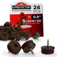 X-Protector 24 pcs Screw-On Felt Furniture Pads Protector