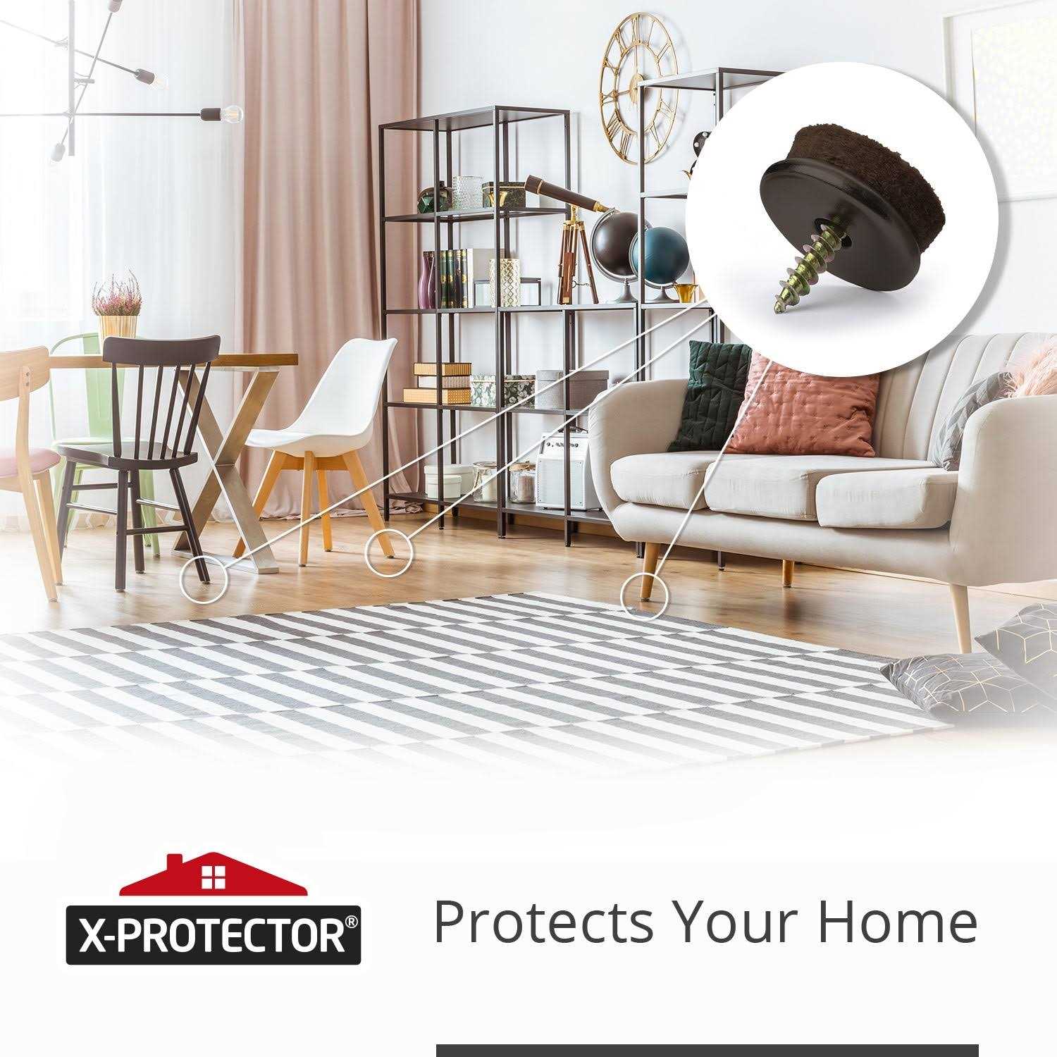 X-Protector 24 pcs Screw-On Felt Furniture Pads Protector - Image 5