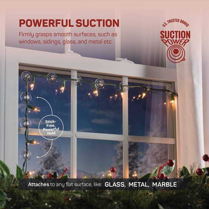 SEWANTA Christmas Light Suction Cups Mini Light Suction Cup Hooks - Image 2