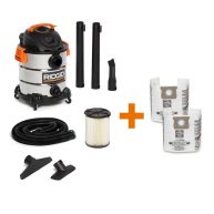 RIDGID 10 6.0 Peak HP Stainless Steel Wet/Dry Shop Vacuum with Filter Hose and Accessories