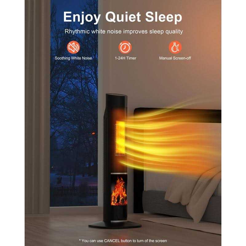 Uthfy 32 Space Heater for Large Room 1500W Tower Heater With Flame for Indoor Use - Image 2