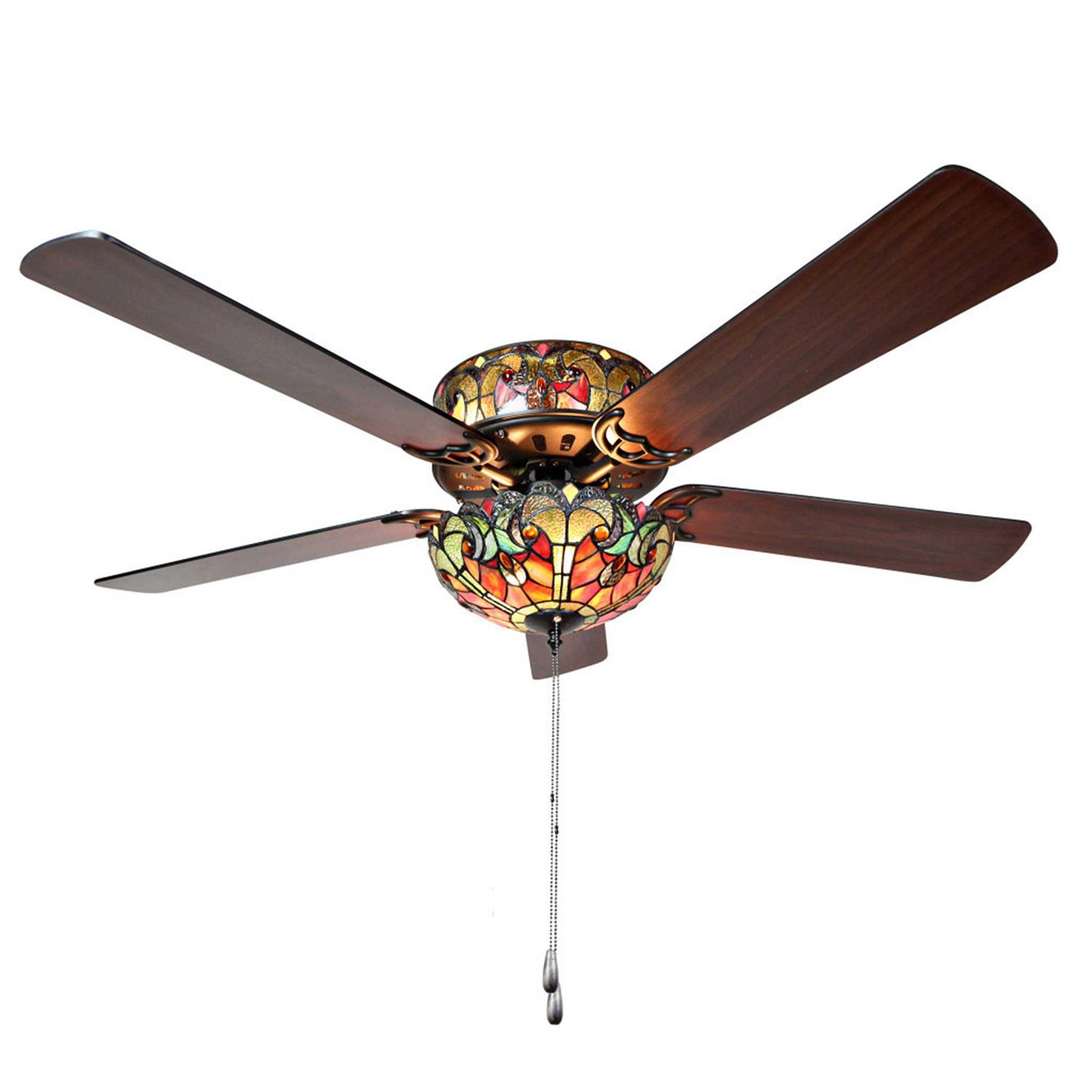 River of Goods 52 Halston Stained Glass LED Ceiling Fan With Light