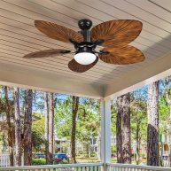wedealfu Moasis 52 Palm Leaf Ceiling Fan LED Light Tropical Style with Remote
