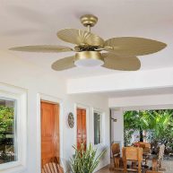 wedealfu Moasis 52 Palm Leaf Ceiling Fan LED Light Tropical Style with Remote