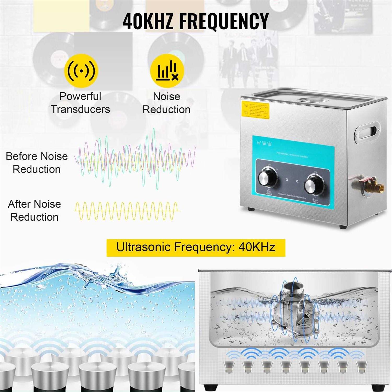 VEVOR Ultrasonic Vinyl Record Cleaner 6L 40kHz Vinyl Ultrasonic Cleaning Machine Knob Control Record Ultrasonic Cleaner 4 Records Vinyl Sonic - Image 5
