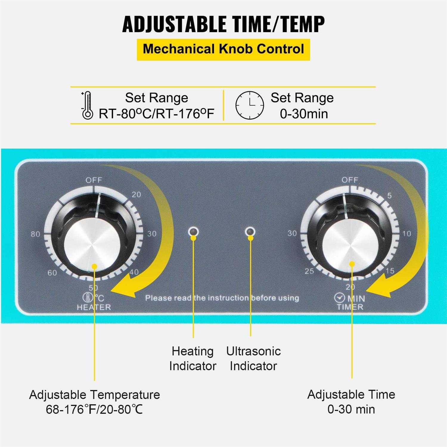 VEVOR Ultrasonic Vinyl Record Cleaner 6L 40kHz Vinyl Ultrasonic Cleaning Machine Knob Control Record Ultrasonic Cleaner 4 Records Vinyl Sonic - Image 2