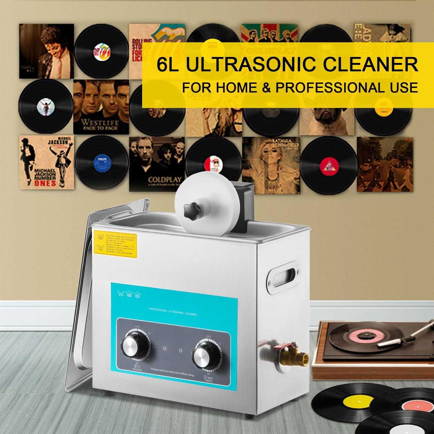 VEVOR Ultrasonic Vinyl Record Cleaner 6L 40kHz Vinyl Ultrasonic Cleaning Machine Knob Control Record Ultrasonic Cleaner 4 Records Vinyl Sonic - Image 3