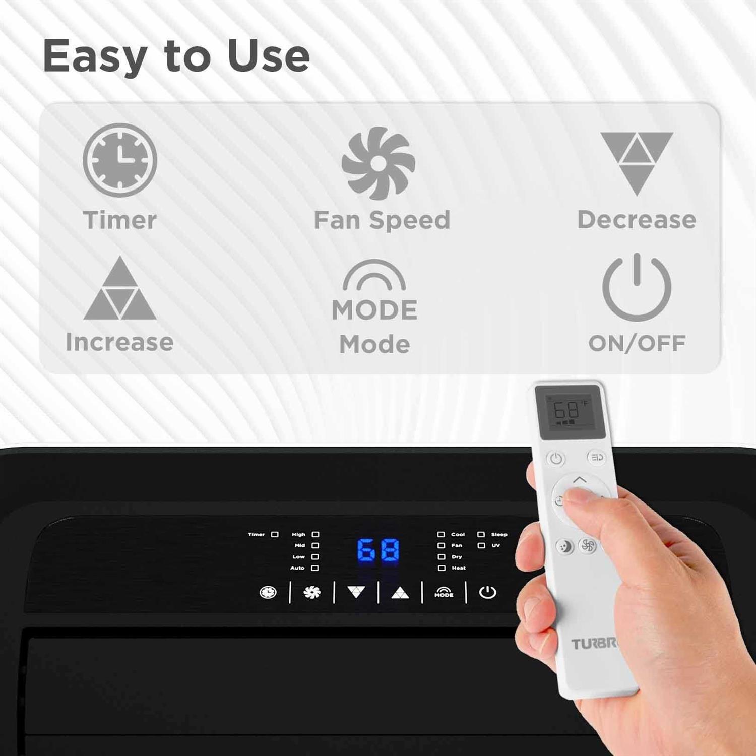 TURBRO Greenland 14,000 BTU 4-in-1 Portable Air Conditioner and Heater, Dehumidifier and Fan with Remote - Image 5