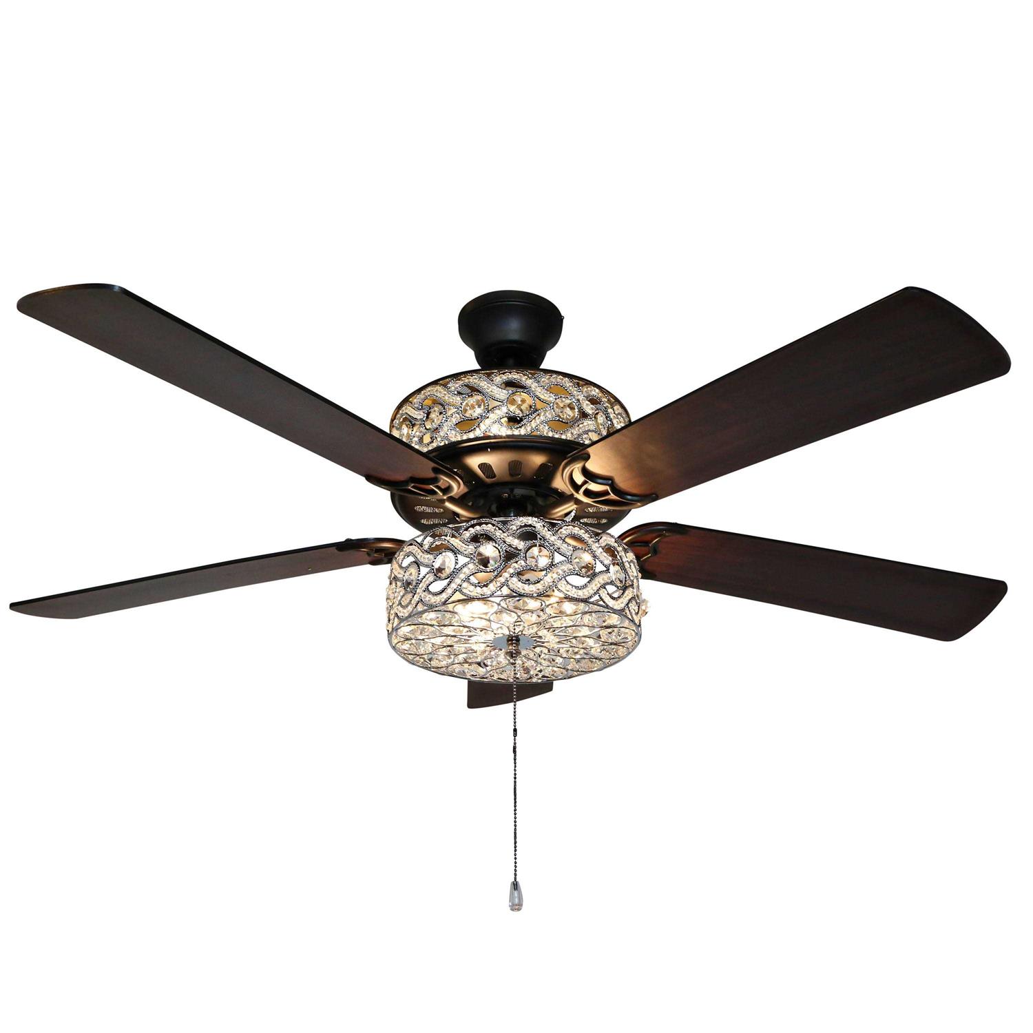 River of Goods 52 inch Luxe Enlaced Crystal LED Ceiling Fan with Light