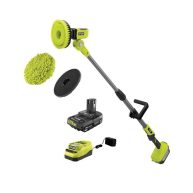 RYOBI ONE+ 18V Cordless Telescoping Power Scrubber Kit with 2.0 Ah Battery and Charger and