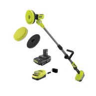 RYOBI ONE+ 18V Cordless Telescoping Power Scrubber Kit with 2.0 Ah Battery and Charger and