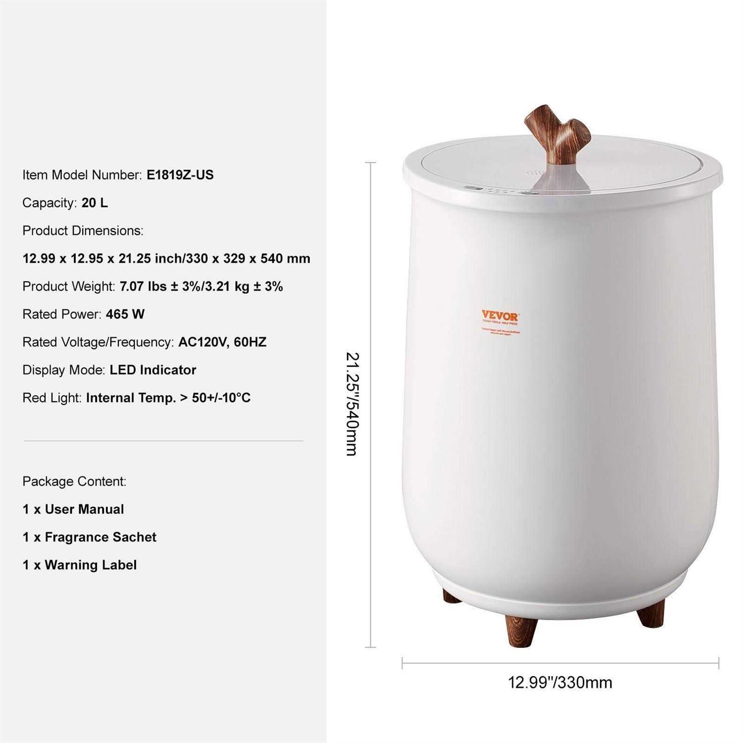 VEVOR Towel Warmer Bucket 20L Large Towel Warmer for Bathroom Auto Shut Off Towel Heater with 4-Level Timer Fits up to Two 40×70 Oversized MJJRTBS20LZSPPM89V1 - Image 4