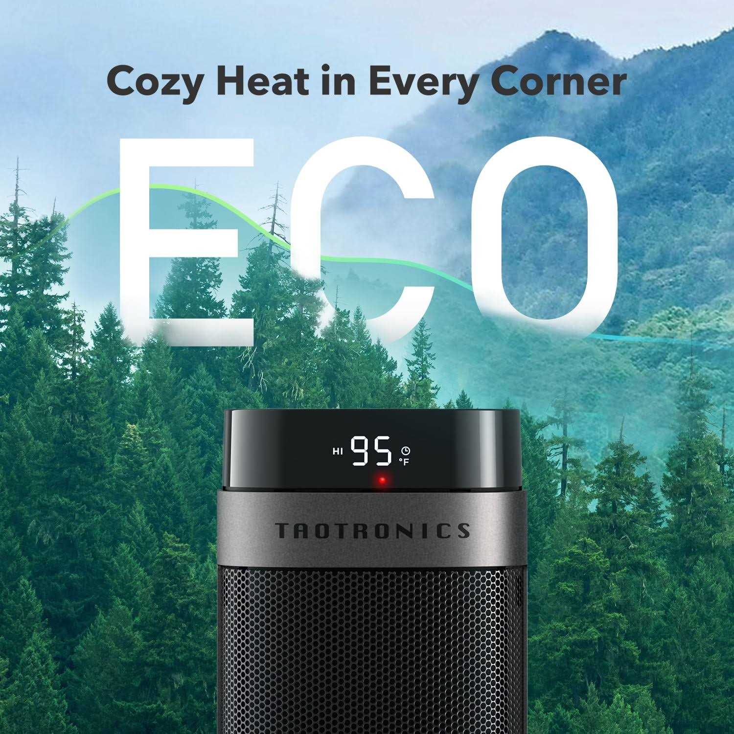 Taotronics Space Heater Indoor 24 inch 270 sq ft Fast Quiet Heating Portable Electric Heater with Remote - Image 4