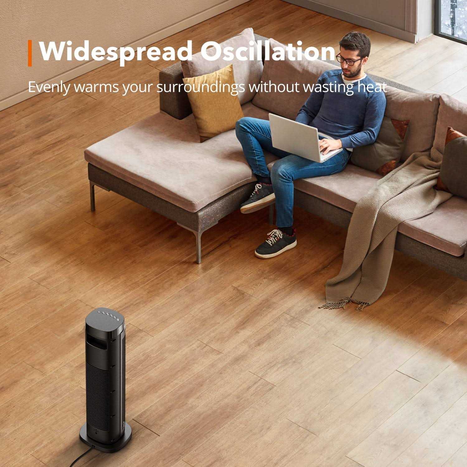 Taotronics Space Heater Indoor 24 inch 270 sq ft Fast Quiet Heating Portable Electric Heater with Remote - Image 5