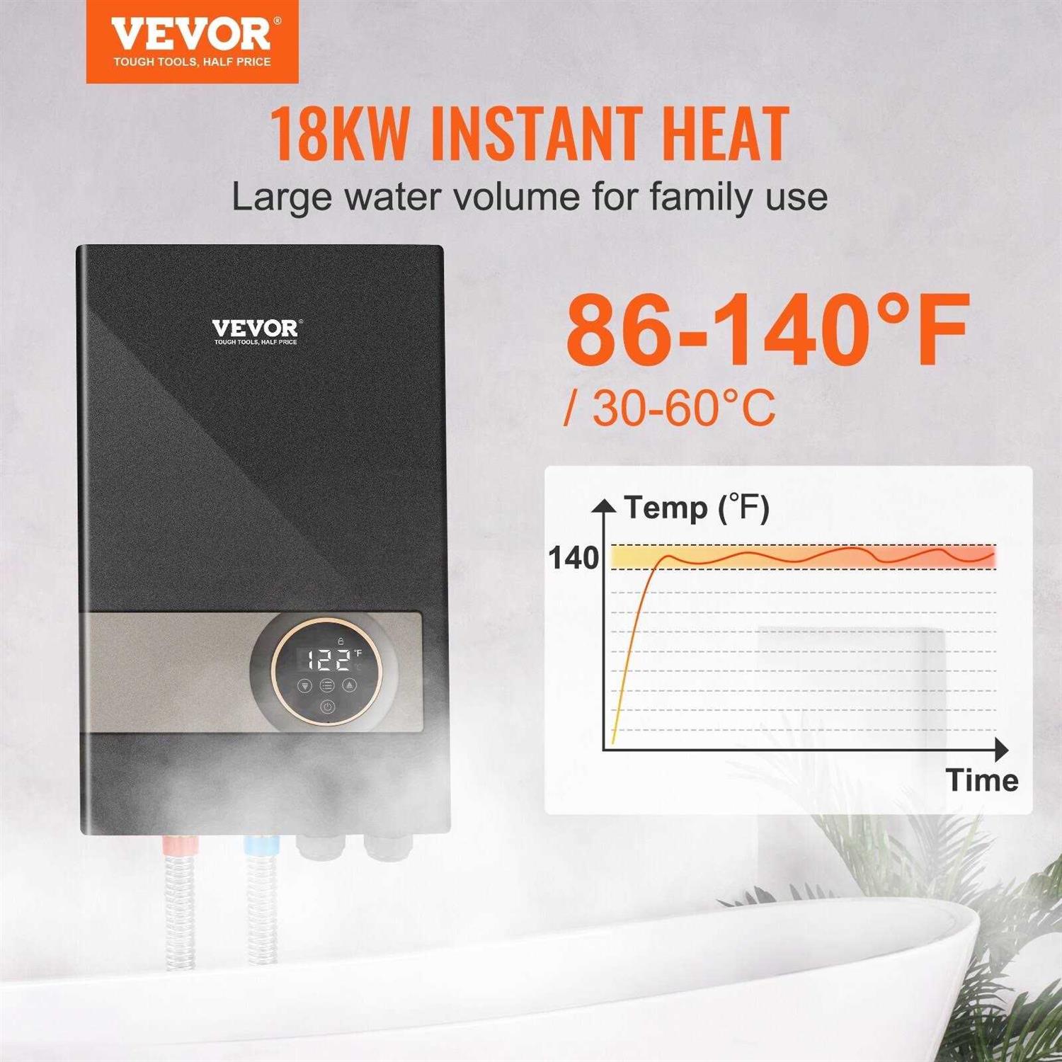 VEVOR Electric Tankless Water Heater Instant Hot Water Heater - Image 3