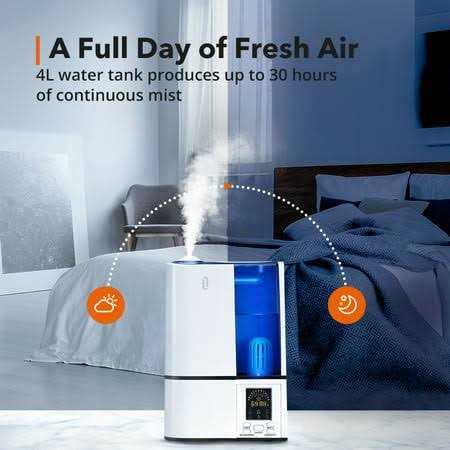 Taotronics Humidifiers 4L Cool Mist Ultrasonic Humidifier for Bedroom Home Large Room - Image 3