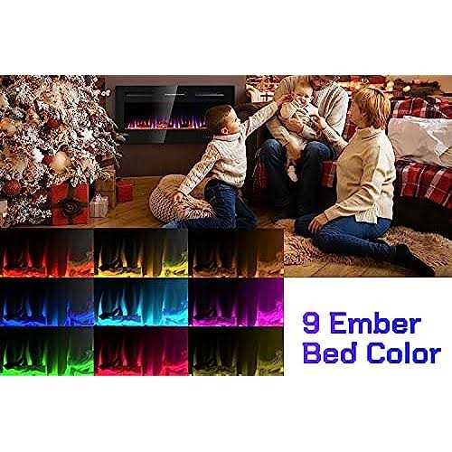 Uthfy 36 Electric Fireplace,1500W Recess & Wall Mounted Fireplace Heater & Linear Fireplace,6 Flame & 9 Ember Bed Colors,2 Remote Control,8H Timer - Image 3