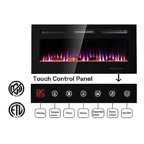 Uthfy 36 Electric Fireplace,1500W Recess & Wall Mounted Fireplace Heater & Linear Fireplace,6 Flame & 9 Ember Bed Colors,2 Remote Control,8H Timer - Image 4