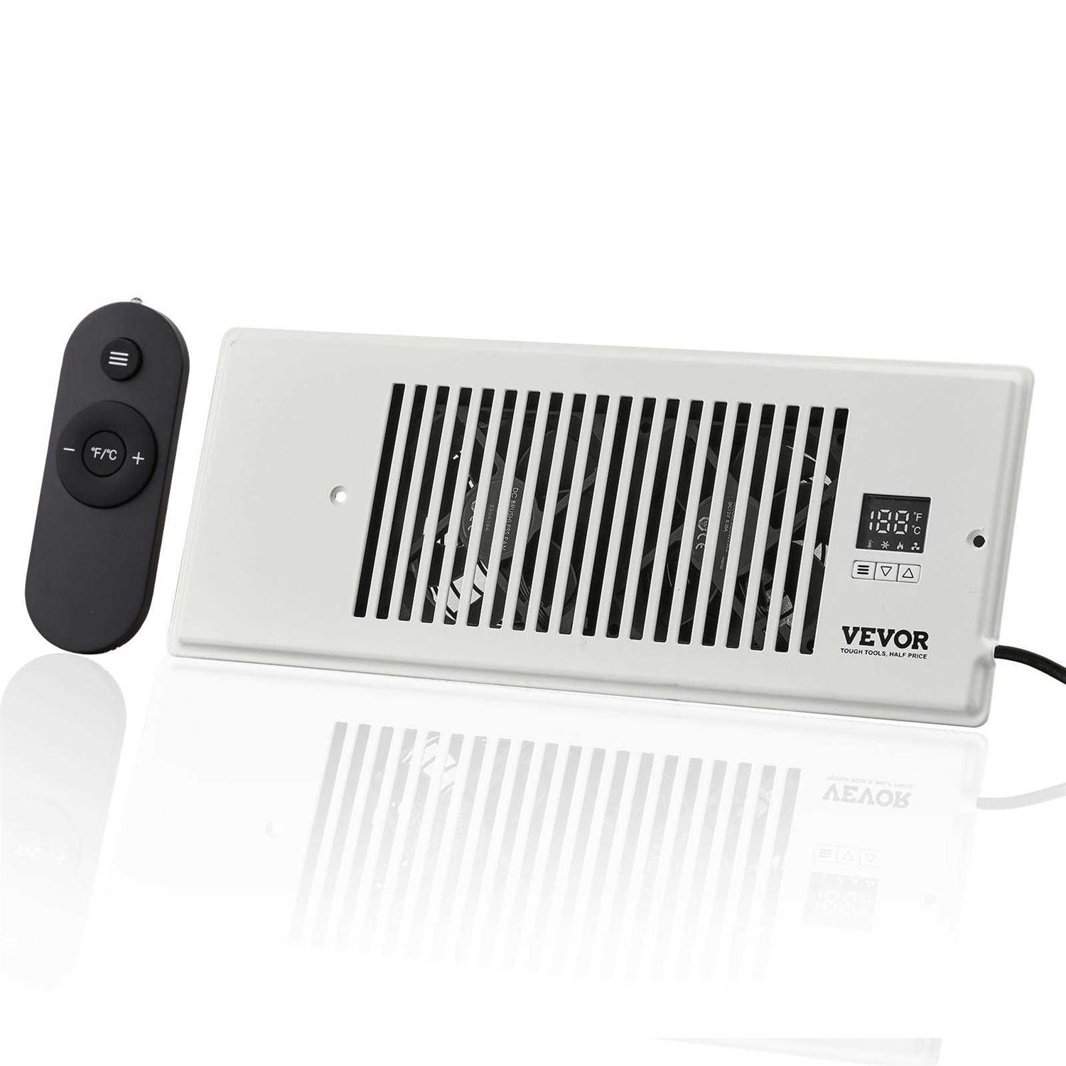 VEVOR Register Booster Fan, Quiet Vent Booster Fan Fits 4” x 12” Register Holes, with Remote Control and Thermostat Control