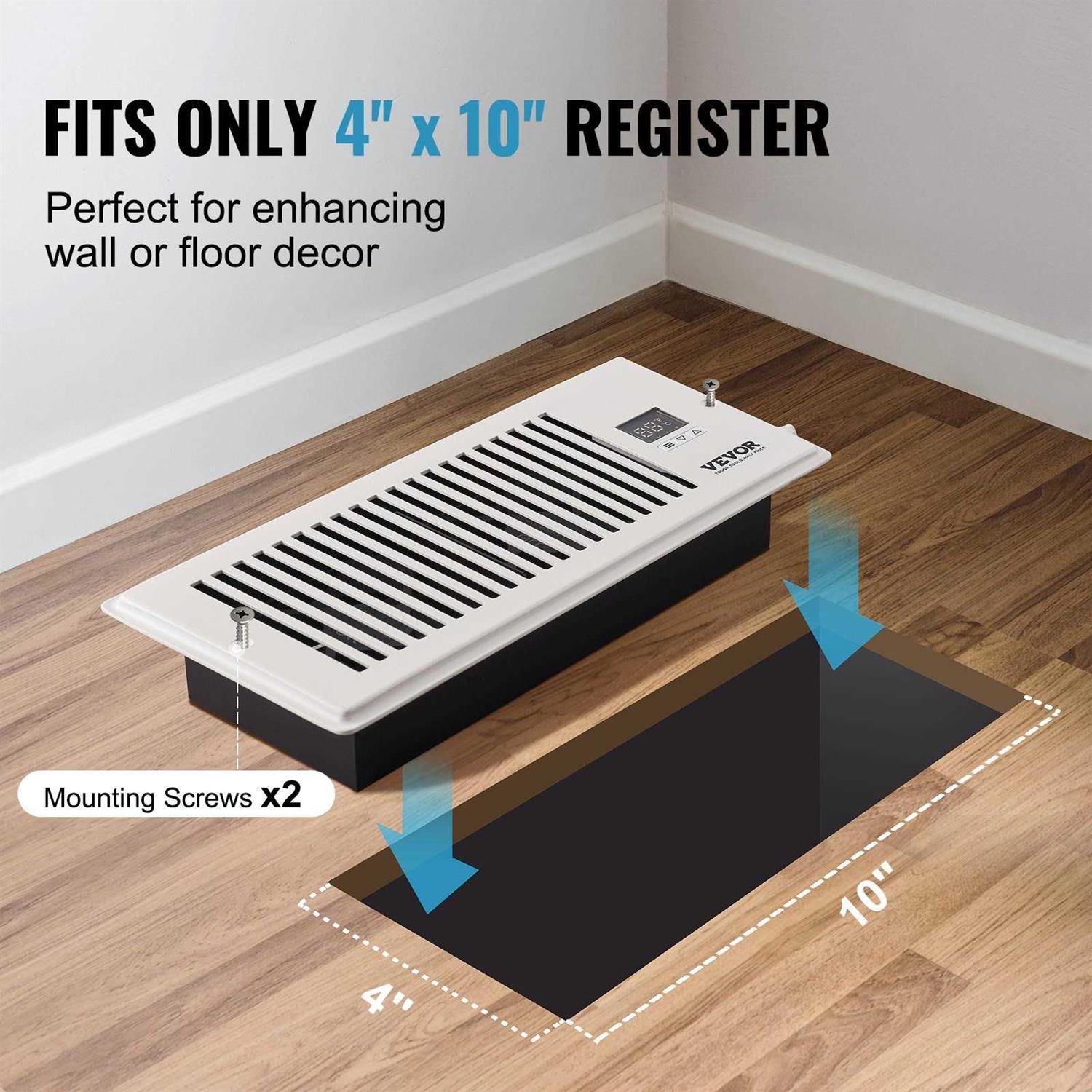 VEVOR Register Booster Fan, Quiet Vent Booster Fan Fits 4” x 12” Register Holes, with Remote Control and Thermostat Control - Image 2