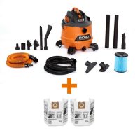 RIDGID 14 Gallon 6.0 Peak HP NXT Wet/Dry Shop Vacuum with Fine Dust Filter, Dust Bags, Hose, Accessories and Car Cleaning Kit