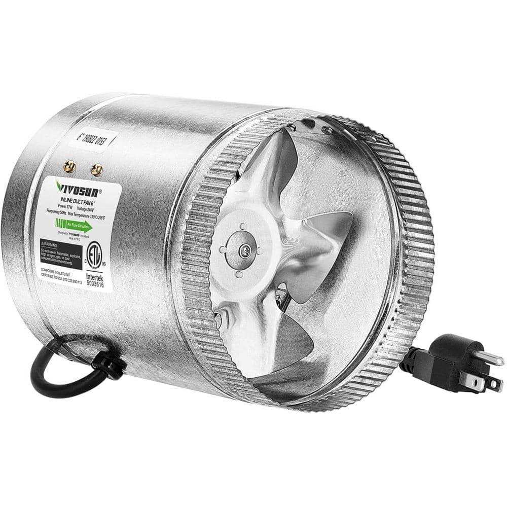 Vivosun 8 inch Inline Fan Duct 420 CFM, Hvac Exhaust Intake, Low Noise and Extra Long 5.5 inch Grounded Power Cord