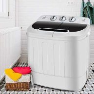 SUPER DEAL Compact Mini Twin Tub Washing Machine 13lbs Capacity Portable Washer Wash and Spin Cycle Combo