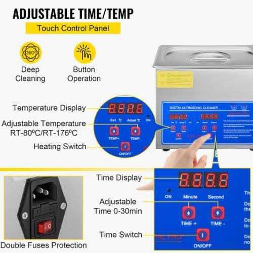 VEVOR Brand Powerful Stainless Steel Ultrasonic Cleaner 9.3 Liter Digital Timer Heater JPS-40ACSBQXJ0001V1 - Image 5