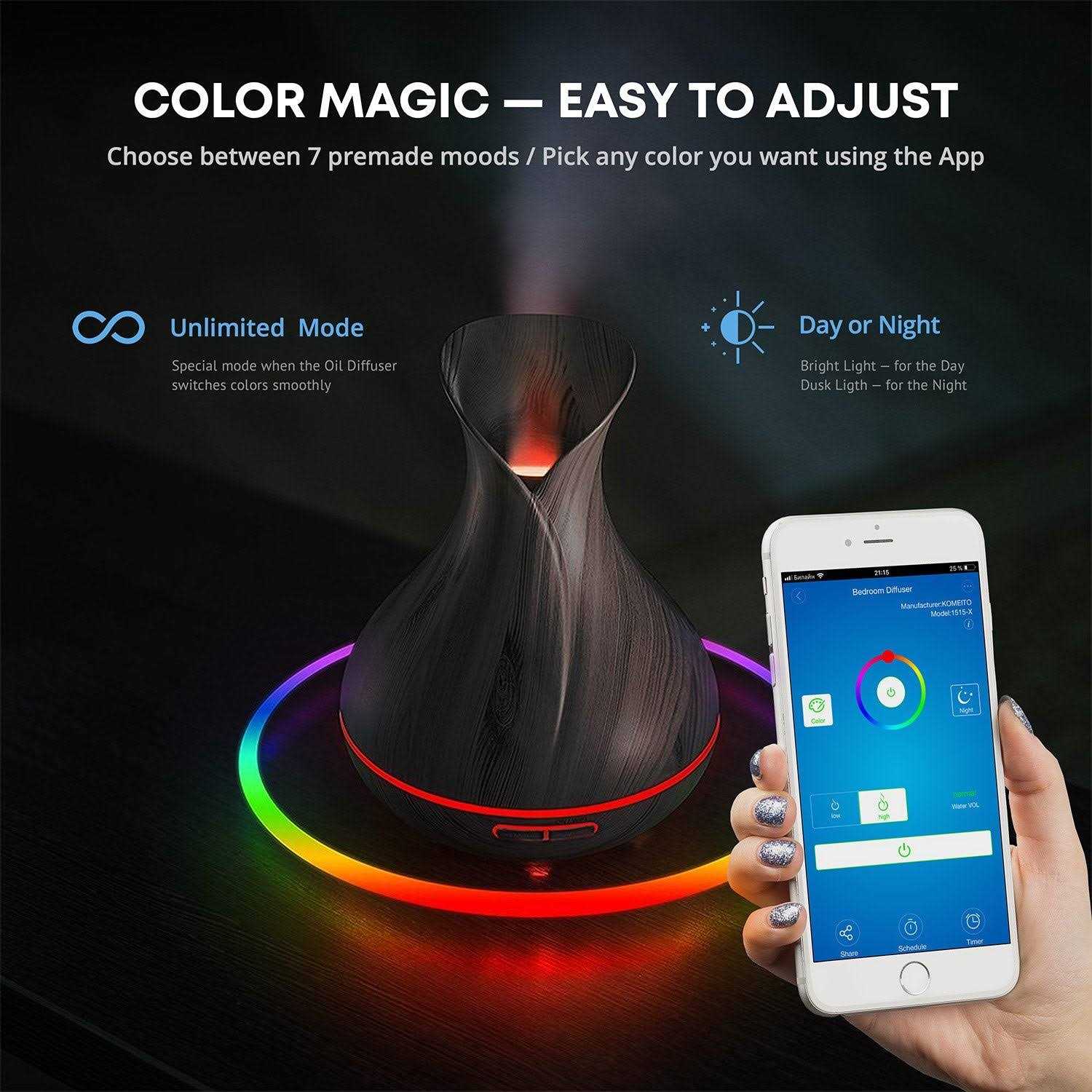 Smart WiFi Wireless Essential Oil Aromatherapy 400ml Ultrasonic Diffuser & Humidifier with Alexa & Google Home Phone App & Voice Control - Image 5