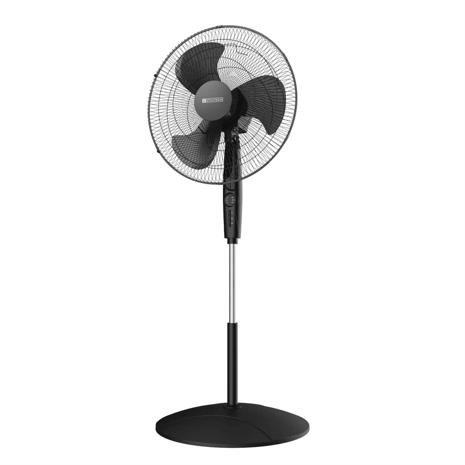Utilitech 18-in 3-Speed Indoor Black Oscillating Pedestal Fan