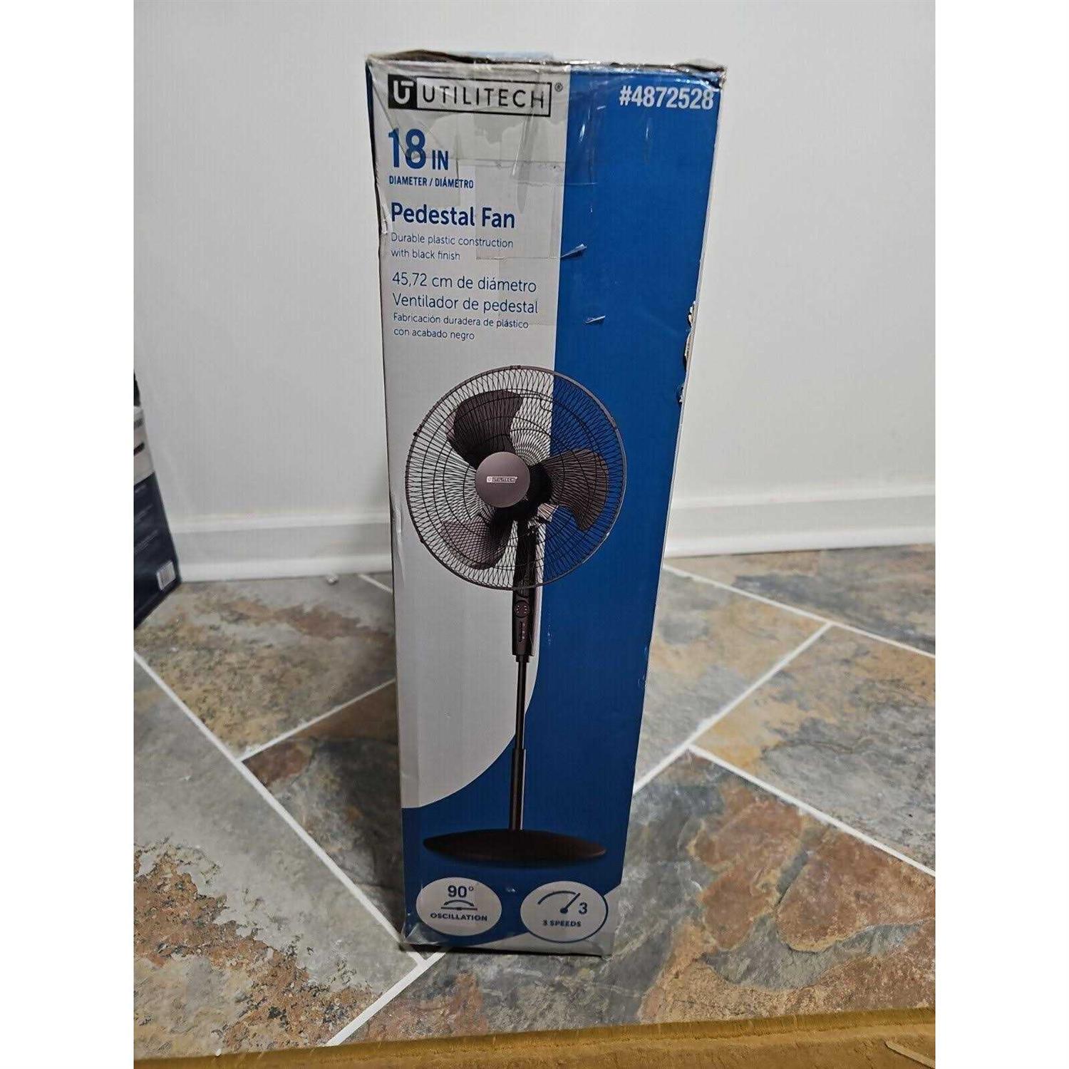 Utilitech 18-in 3-Speed Indoor Black Oscillating Pedestal Fan - Image 3
