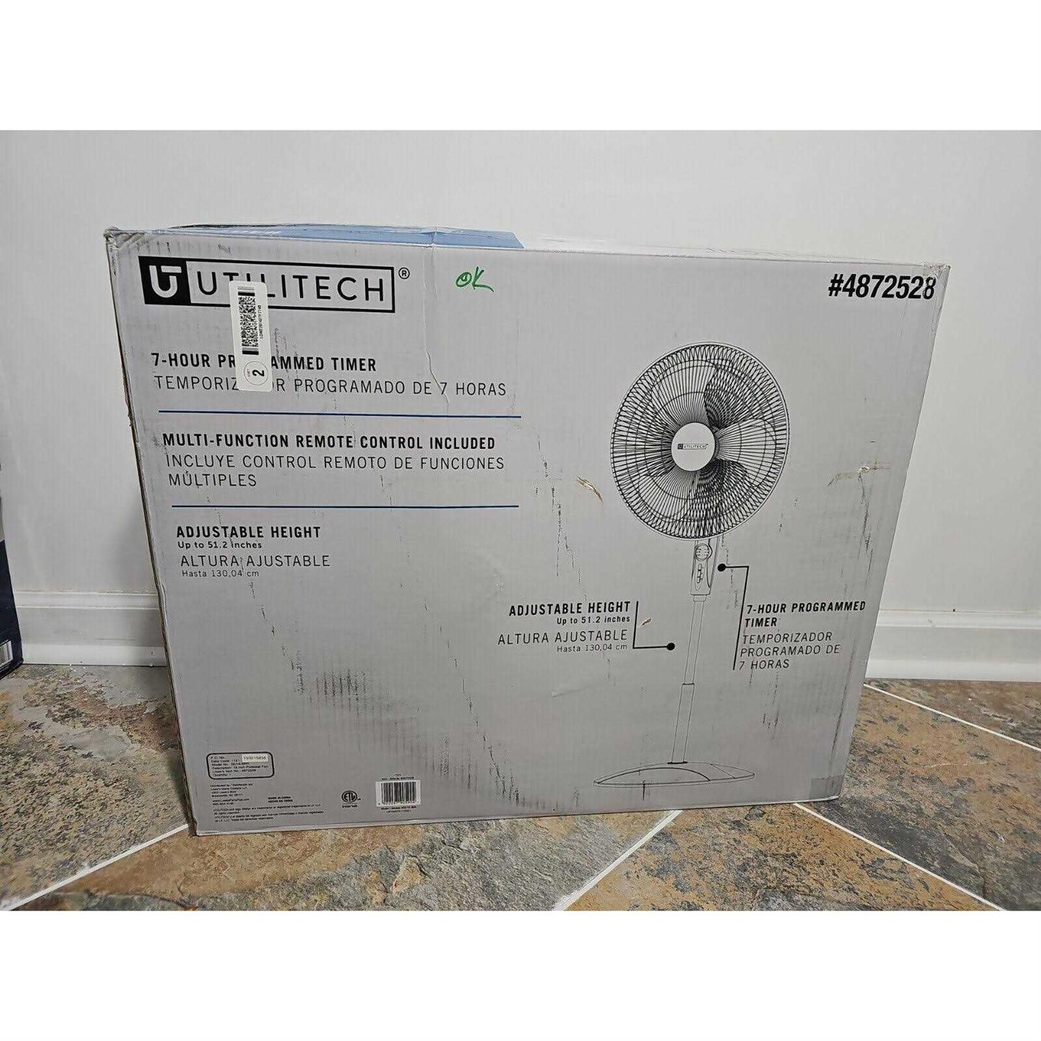 Utilitech 18-in 3-Speed Indoor Black Oscillating Pedestal Fan - Image 4