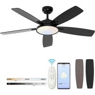 Roomratv 52 Inch Smart Ceiling Fan with Light,Quiet Reversible DC Motor Fan Remote Control Compatible with Alexa Google home
