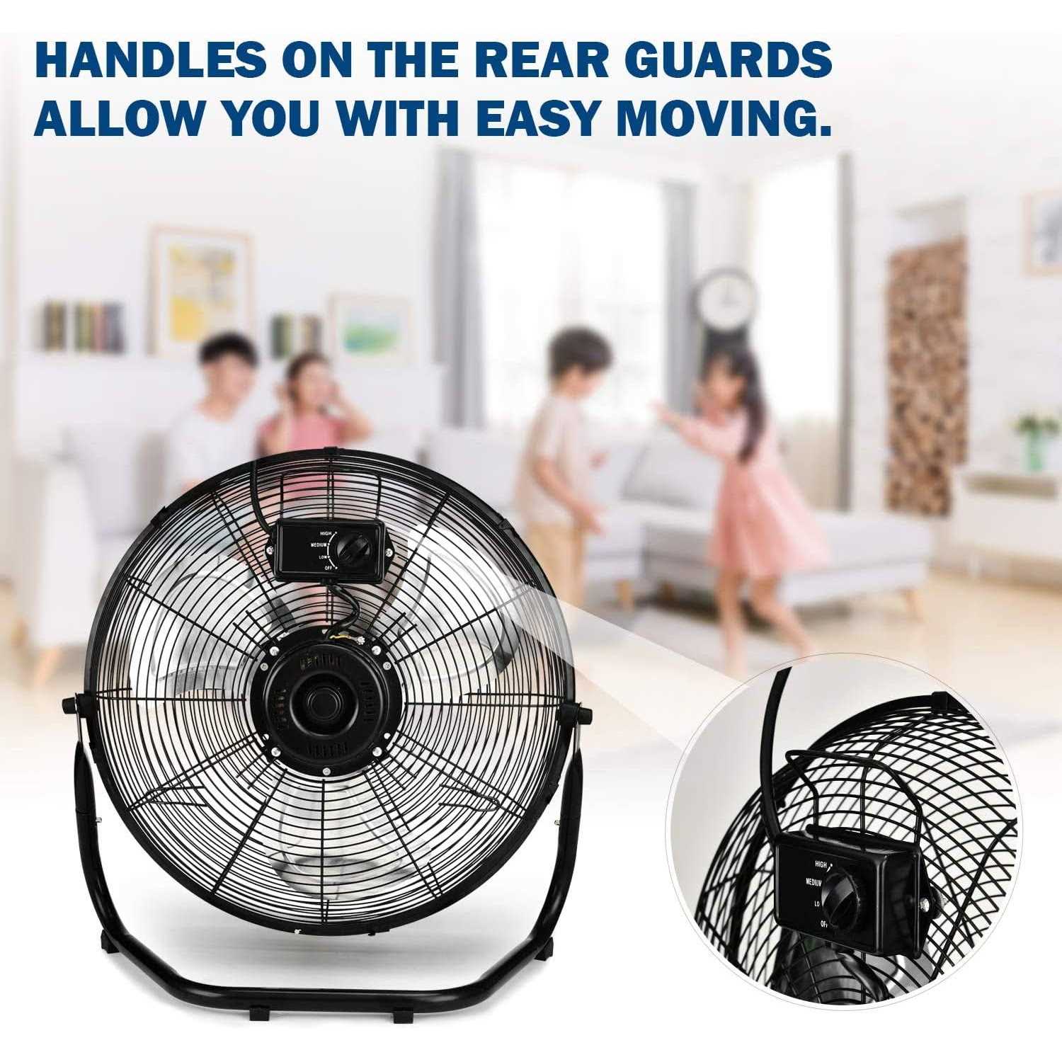 Simple Deluxe 3-Speed High Velocity Heavy Duty Metal Industrial Floor Fans - Image 3