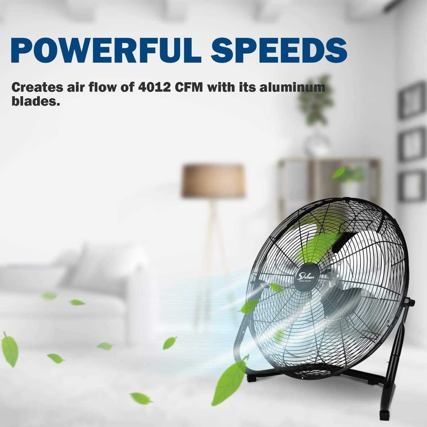 Simple Deluxe 3-Speed High Velocity Heavy Duty Metal Industrial Floor Fans - Image 4