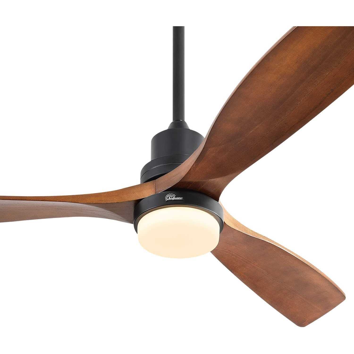 Sofucor 52-Inch Indoor Ceiling Fans with Light And 3 Wood Walnut