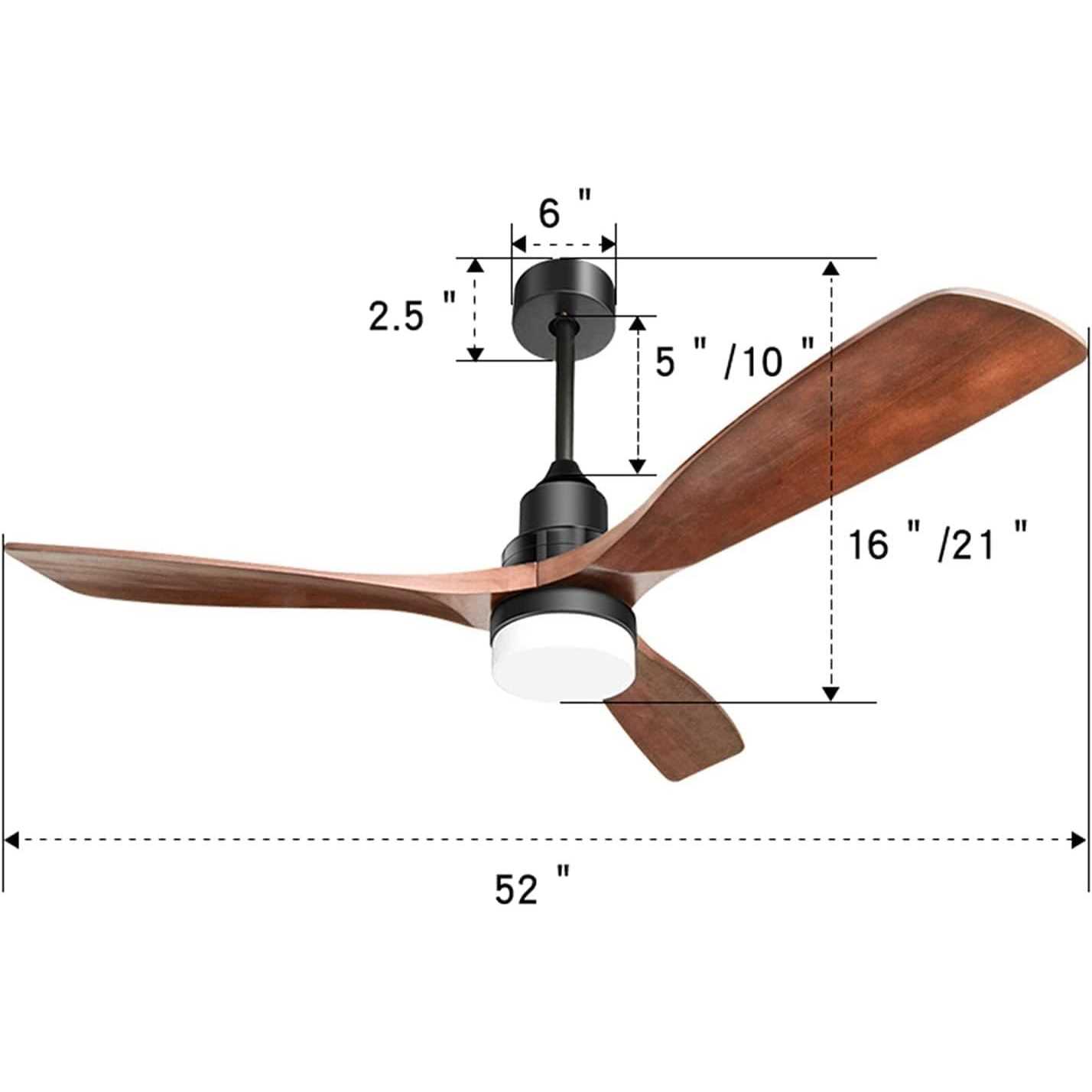 Sofucor 52-Inch Indoor Ceiling Fans with Light And 3 Wood Walnut - Image 4