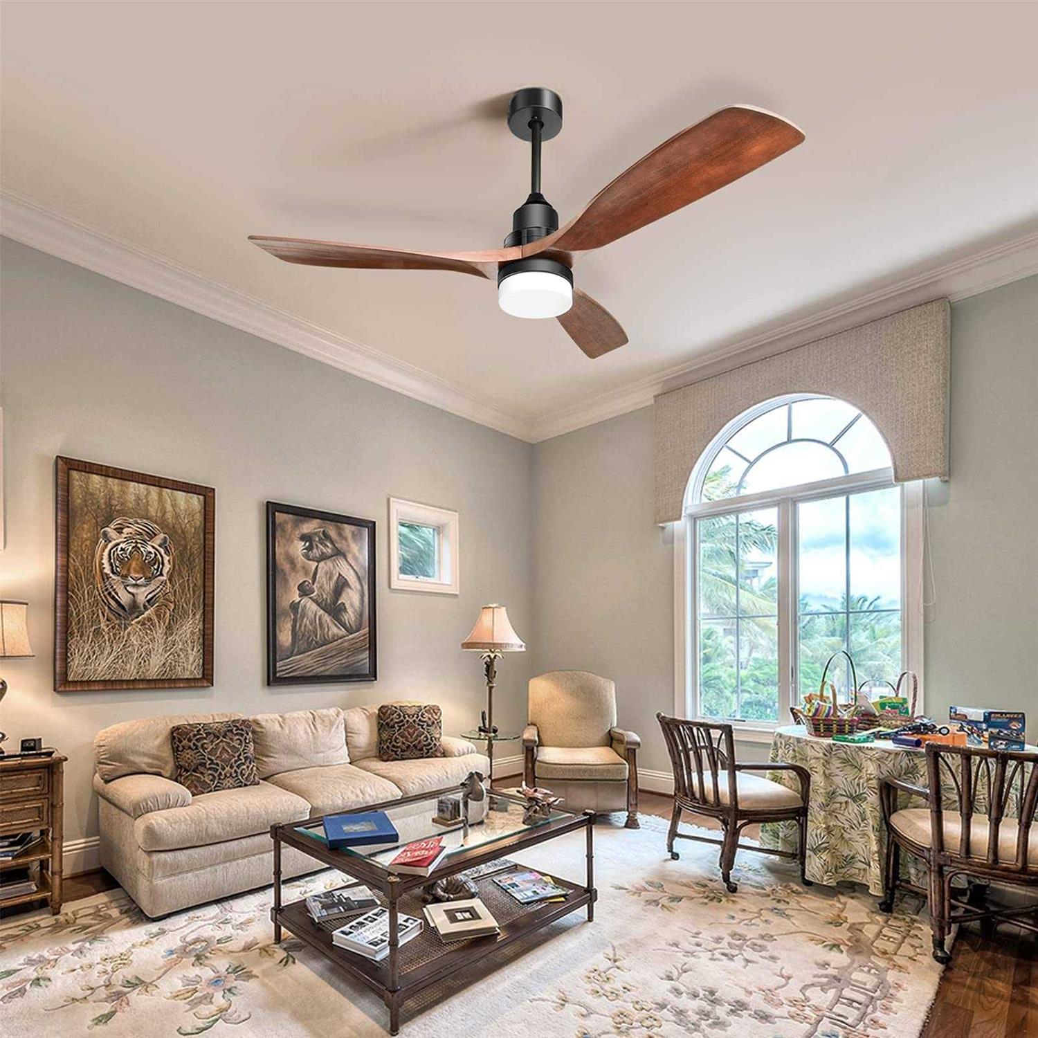 Sofucor 52-Inch Indoor Ceiling Fans with Light And 3 Wood Walnut - Image 5